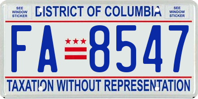 DC license plate FA8547