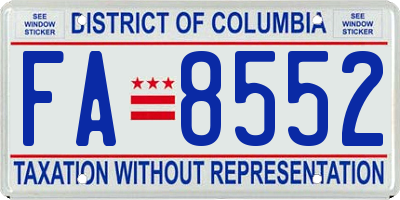 DC license plate FA8552