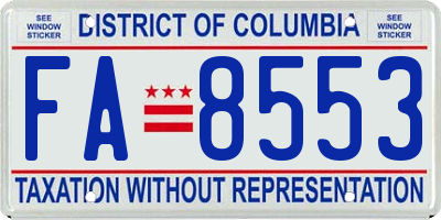 DC license plate FA8553