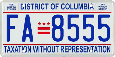 DC license plate FA8555