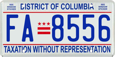 DC license plate FA8556