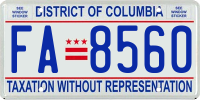 DC license plate FA8560