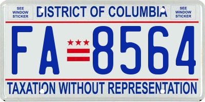 DC license plate FA8564