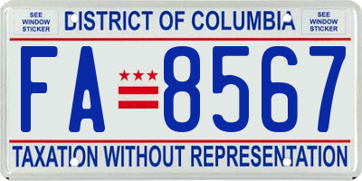 DC license plate FA8567