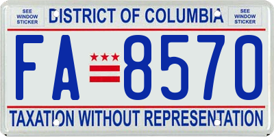 DC license plate FA8570