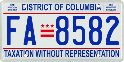 DC license plate FA8582