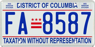 DC license plate FA8587