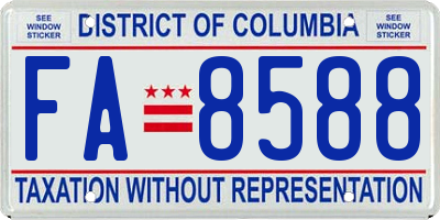 DC license plate FA8588