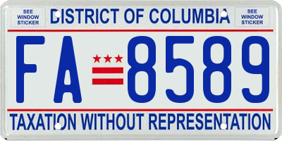 DC license plate FA8589