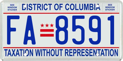 DC license plate FA8591