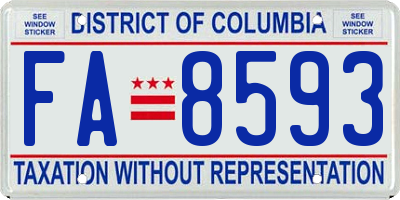 DC license plate FA8593