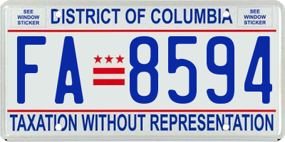 DC license plate FA8594