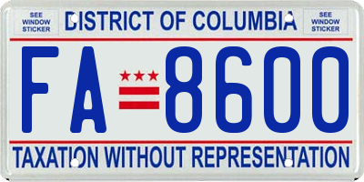 DC license plate FA8600