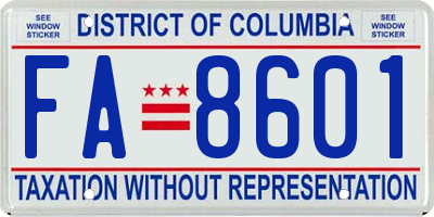 DC license plate FA8601