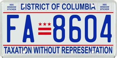 DC license plate FA8604