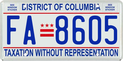 DC license plate FA8605