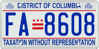 DC license plate FA8608