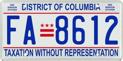 DC license plate FA8612