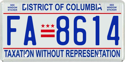 DC license plate FA8614