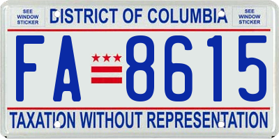 DC license plate FA8615