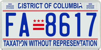 DC license plate FA8617