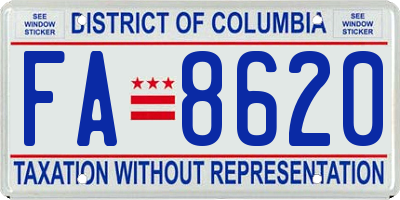 DC license plate FA8620