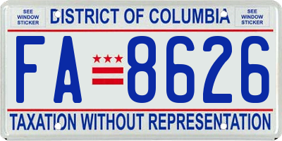 DC license plate FA8626