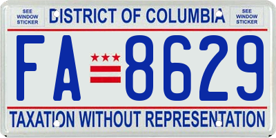 DC license plate FA8629