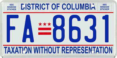 DC license plate FA8631