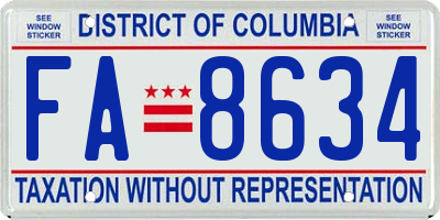 DC license plate FA8634