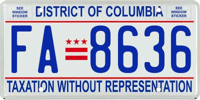 DC license plate FA8636