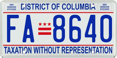 DC license plate FA8640