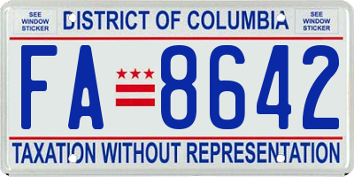 DC license plate FA8642