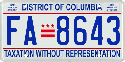 DC license plate FA8643