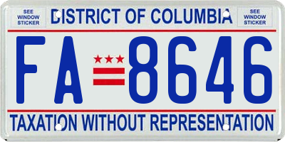 DC license plate FA8646