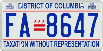 DC license plate FA8647