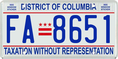 DC license plate FA8651