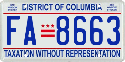 DC license plate FA8663