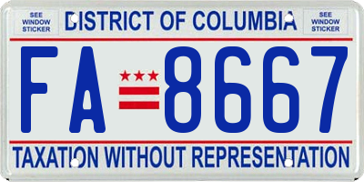 DC license plate FA8667