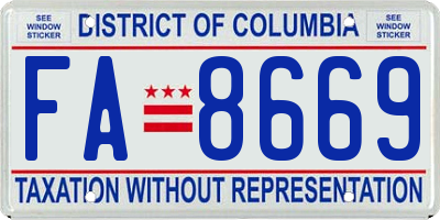 DC license plate FA8669