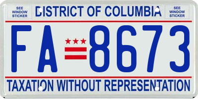 DC license plate FA8673