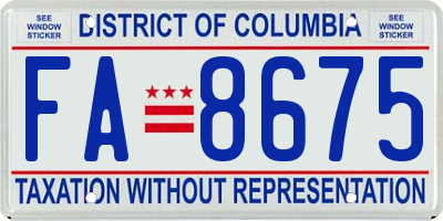 DC license plate FA8675