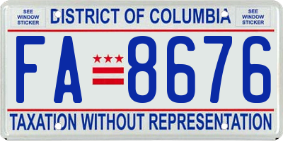 DC license plate FA8676