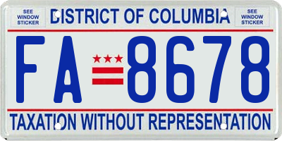 DC license plate FA8678