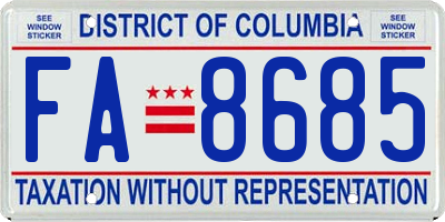 DC license plate FA8685