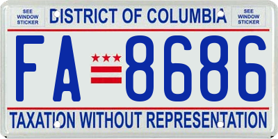 DC license plate FA8686