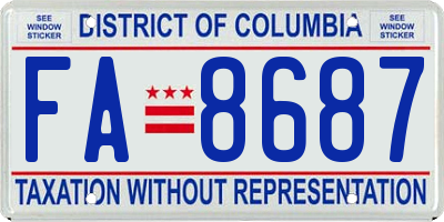 DC license plate FA8687