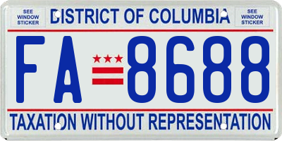 DC license plate FA8688