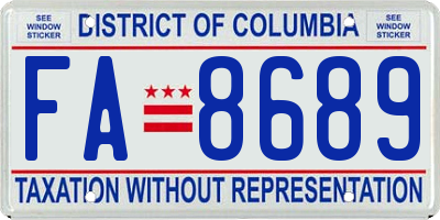 DC license plate FA8689