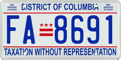 DC license plate FA8691